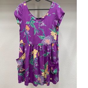LUX-Silk Purple Floral Mini Dress